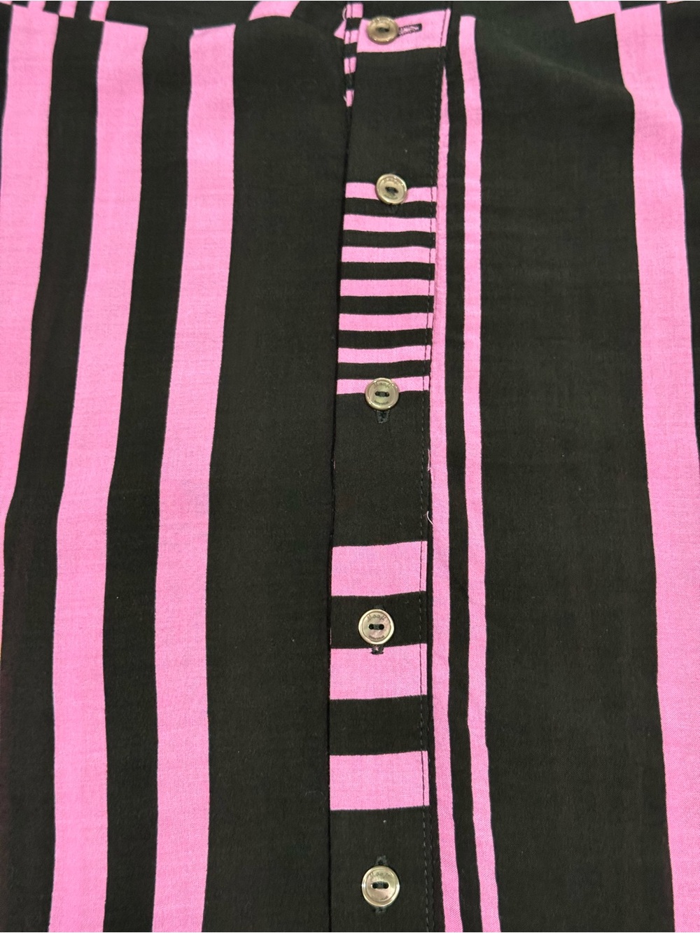 Maaji Pink Black Striped Button Front Maxi Skirt Size Medium - Picture 8 of 11